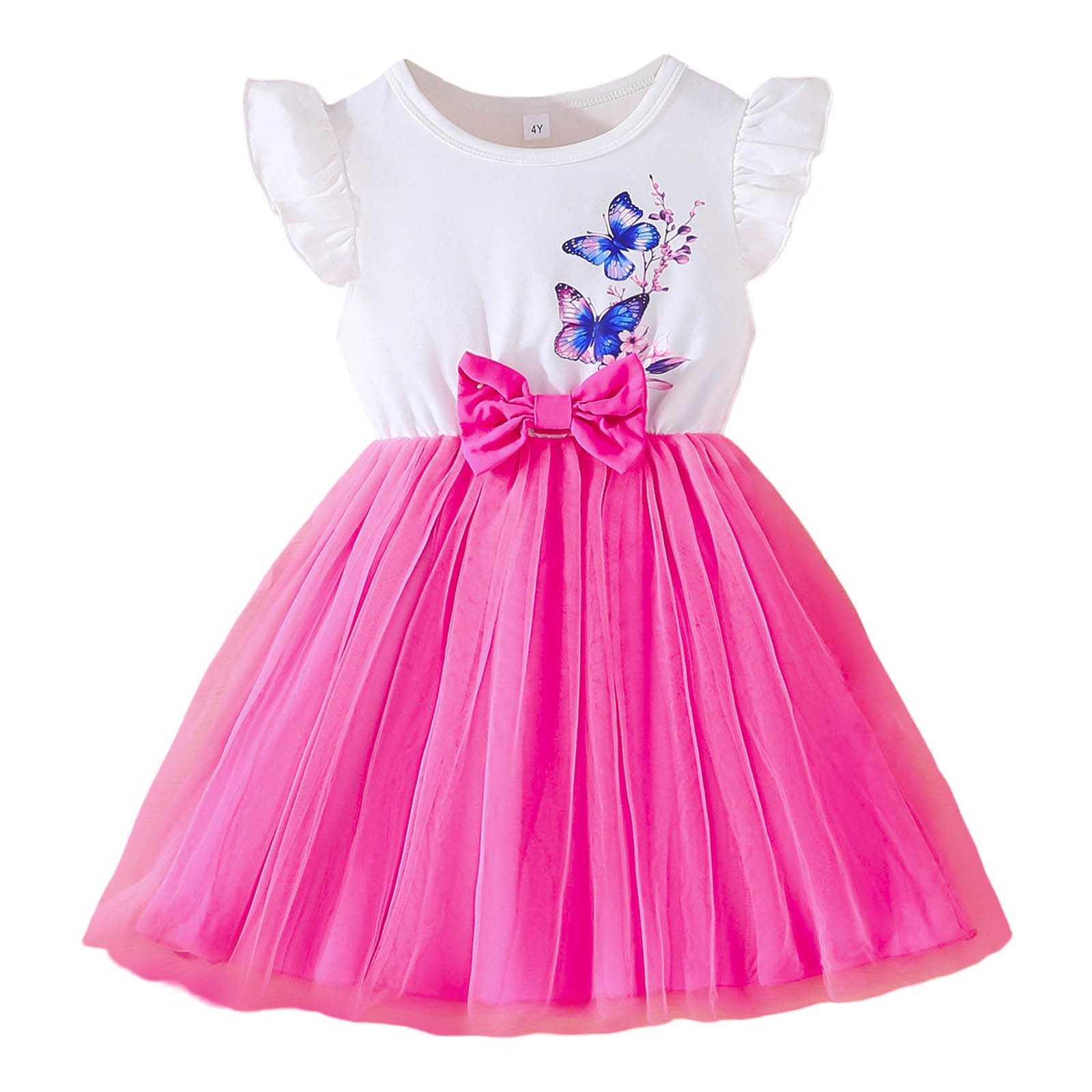 Summer Dress for Girls Toddler Baby Doll Dress Ruffle Dress Princess Dress Easter Dresses Sundress #Hot Pink 3-4 Years